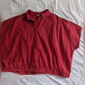 LOGO by Lori Goldstein Red Blouse